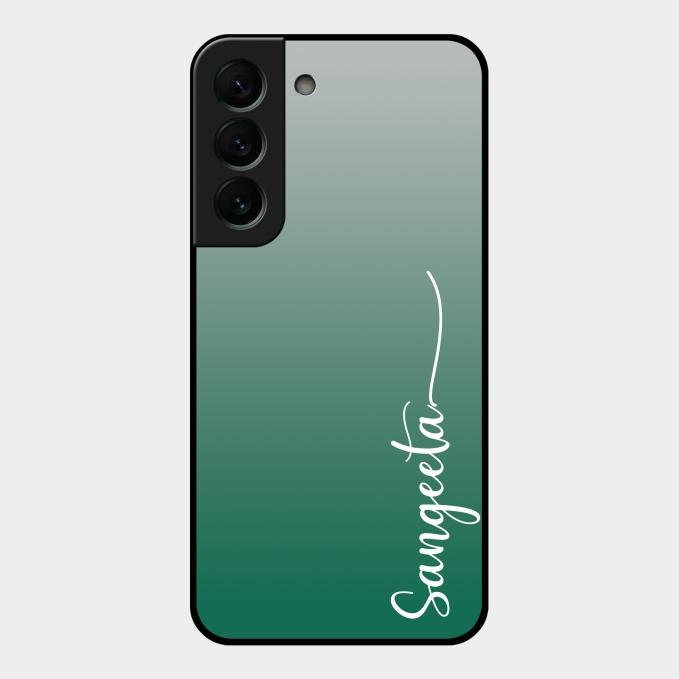 Customize Name Gradient Glass Case Cover Green For Samsung Galaxy S22 Plus 5G