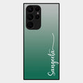 Customize Name Gradient Glass Case Cover Green For Samsung Galaxy S22 Ultra 5G