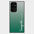 Customize Name Gradient Glass Case Cover Green For Samsung Galaxy S22 Ultra 5G
