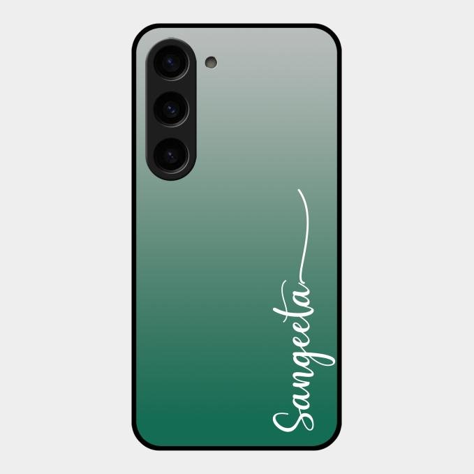 Customize Name Gradient Glass Case Cover Green For Samsung Galaxy S23 5G