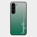 Customize Name Gradient Glass Case Cover Green For Samsung Galaxy S23 5G