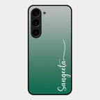 Customize Name Gradient Glass Case Cover Green For Samsung Galaxy S23 5G