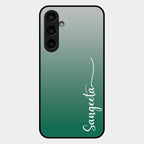 Customize Name Gradient Glass Case Cover Green For Samsung Galaxy S23 Fe 5G