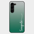 Customize Name Gradient Glass Case Cover Green For Samsung Galaxy S23 Plus 5G