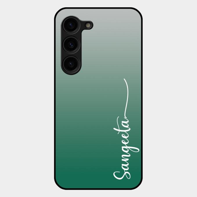 Customize Name Gradient Glass Case Cover Green For Samsung Galaxy S23 Plus 5G