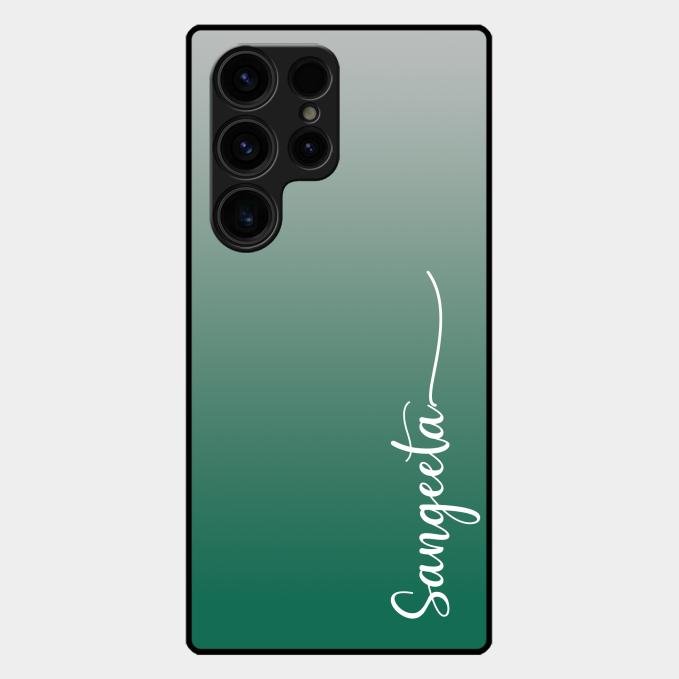 Customize Name Gradient Glass Case Cover Green For Samsung Galaxy S23 Ultra 5G