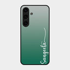 Customize Name Gradient Glass Case Cover Green For Samsung Galaxy S24 5G