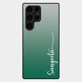 Customize Name Gradient Glass Case Cover Green For Samsung Galaxy S24 Ultra 5G