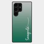 Customize Name Gradient Glass Case Cover Green For Samsung Galaxy S24 Ultra 5G