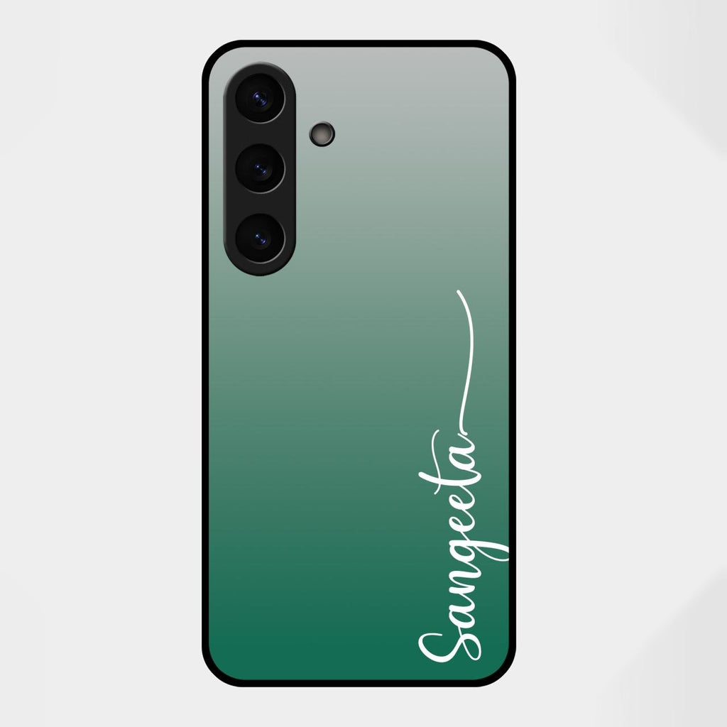 Customize Name Gradient Glass Case Cover Green For Samsung Galaxy S25 FE 5G
