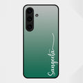 Customize Name Gradient Glass Case Cover Green For Samsung Galaxy S25 FE 5G