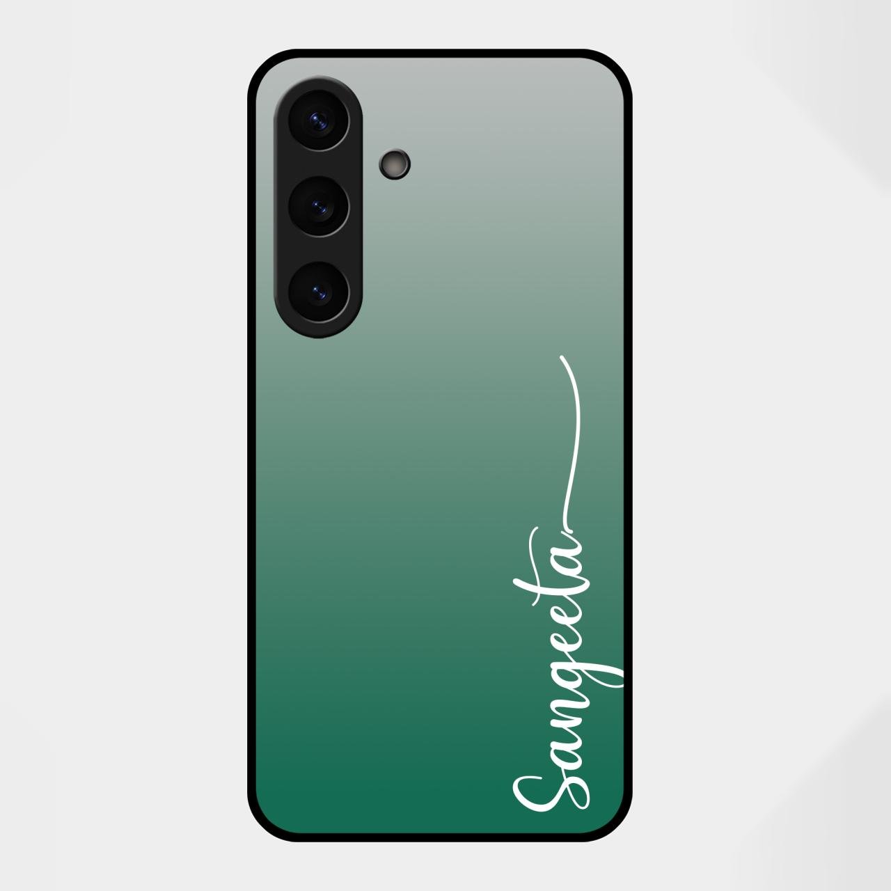 Customize Name Gradient Glass Case Cover Green For Samsung Galaxy S25 FE 5G