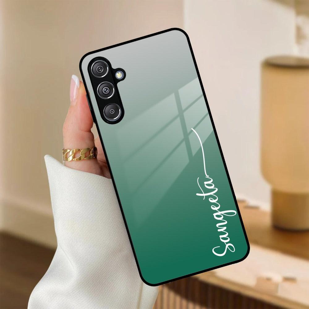 Customize Name Gradient Glass Case Cover Green For Samsung