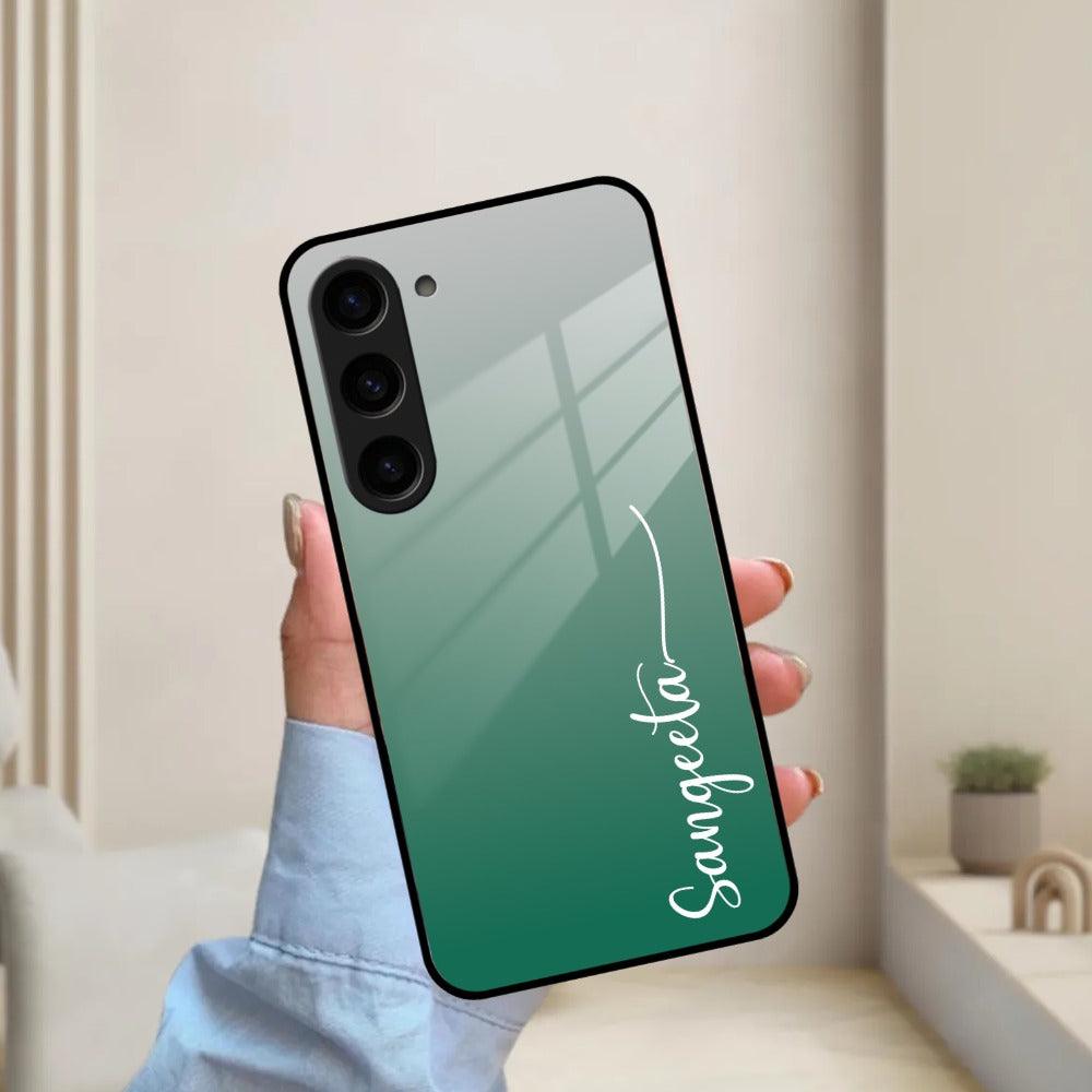 Customize Name Gradient Glass Case Cover Green For Samsung