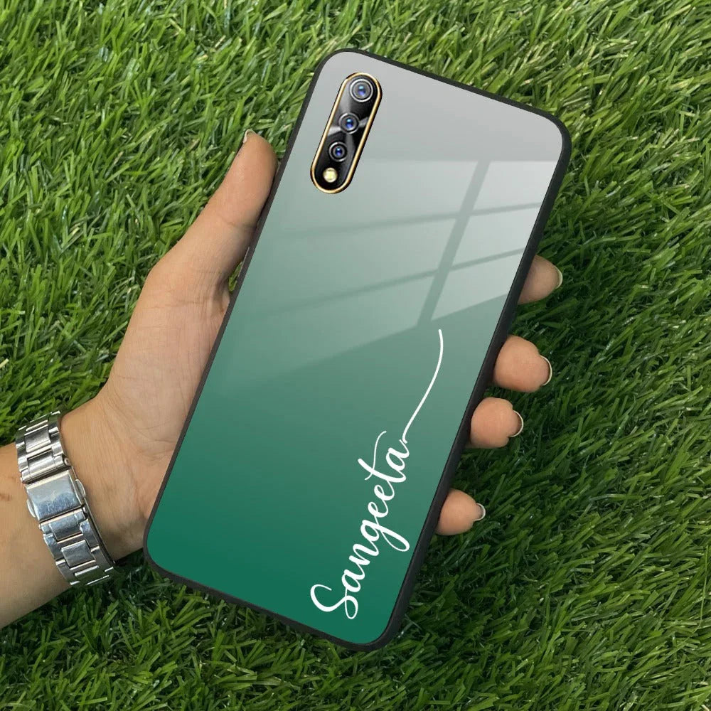 Customize Name Gradient Glass Case Cover Green For Vivo - ShopOnCliQ
