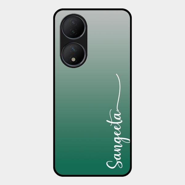 Customize Name Gradient Glass Case Cover Green For Vivo T2 5G