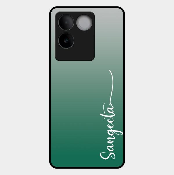 Customize Name Gradient Glass Case Cover Green For Vivo T2 Pro 5G