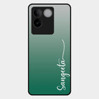 Customize Name Gradient Glass Case Cover Green For Vivo T2 Pro 5G