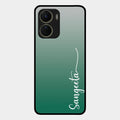 Customize Name Gradient Glass Case Cover Green For Vivo T2X 5G