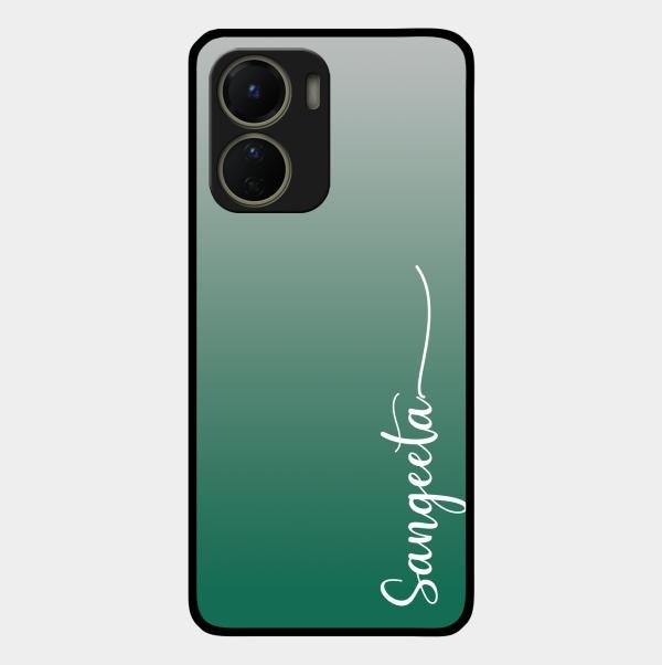 Customize Name Gradient Glass Case Cover Green For Vivo T2X 5G