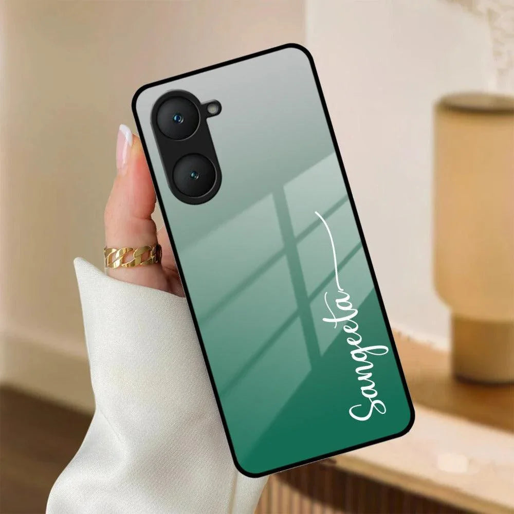 Customize Name Gradient Glass Case Cover Green For Vivo - ShopOnCliQ