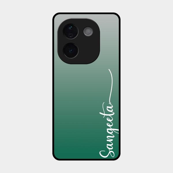 Customize Name Gradient Glass Case Cover Green For Vivo T3 Pro 5G