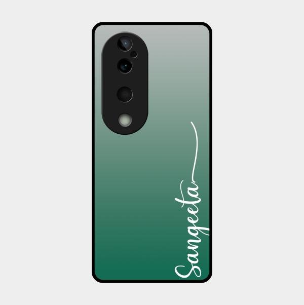 Customize Name Gradient Glass Case Cover Green For Vivo T3 Ultra