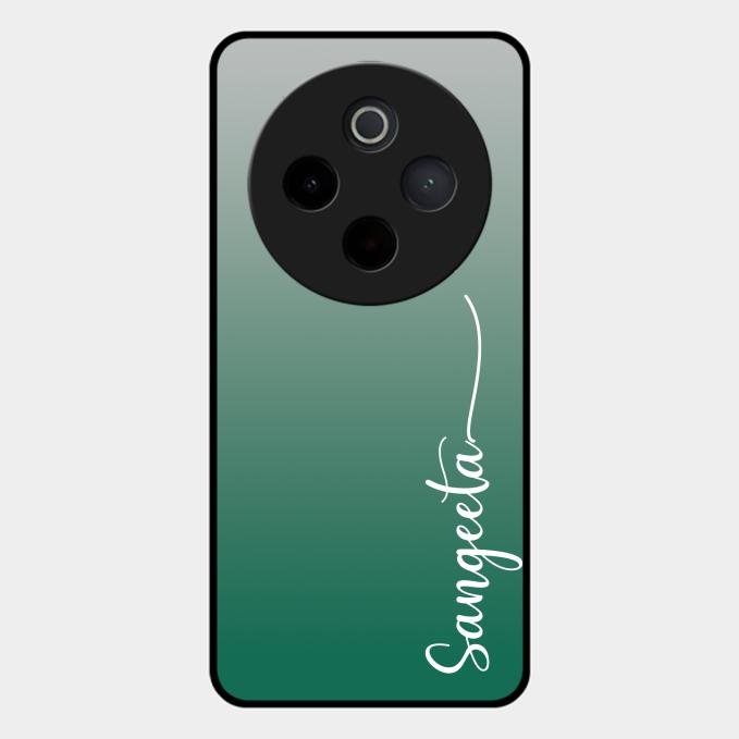 Customize Name Gradient Glass Case Cover Green For Vivo T4 5G