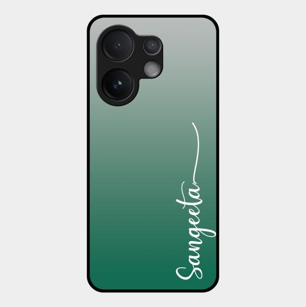 Customize Name Gradient Glass Case Cover Green For Vivo T4 Pro 5G