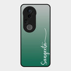 Customize Name Gradient Glass Case Cover Green For Vivo T4 Ultra 5G