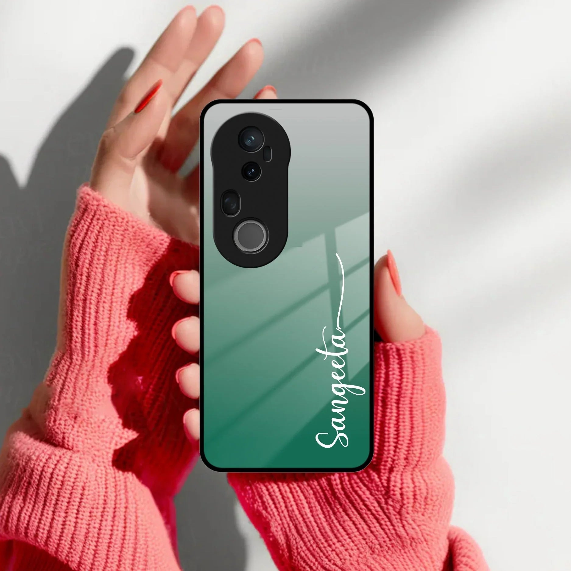 Customize Name Gradient Glass Case Cover Green For Vivo - ShopOnCliQ