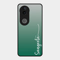 Customize Name Gradient Glass Case Cover Green For Vivo T4R 5G