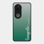Customize Name Gradient Glass Case Cover Green For Vivo T4R 5G