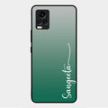 Customize Name Gradient Glass Case Cover Green For Vivo V20 2021