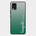 Customize Name Gradient Glass Case Cover Green For Vivo V20 2021