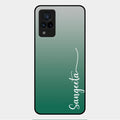 Customize Name Gradient Glass Case Cover Green For Vivo V21 5G