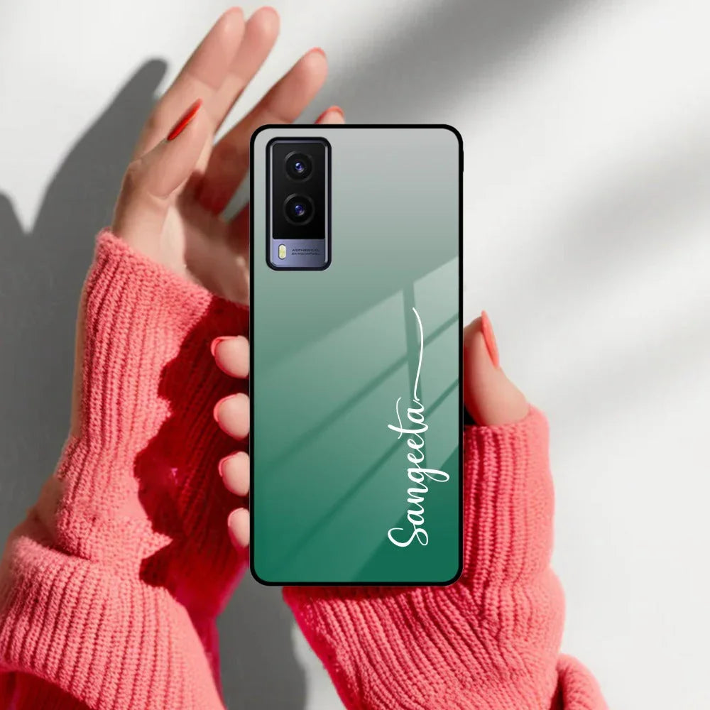 Customize Name Gradient Glass Case Cover Green For Vivo - ShopOnCliQ