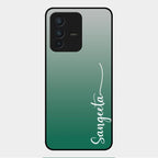 Customize Name Gradient Glass Case Cover Green For Vivo V23 5G