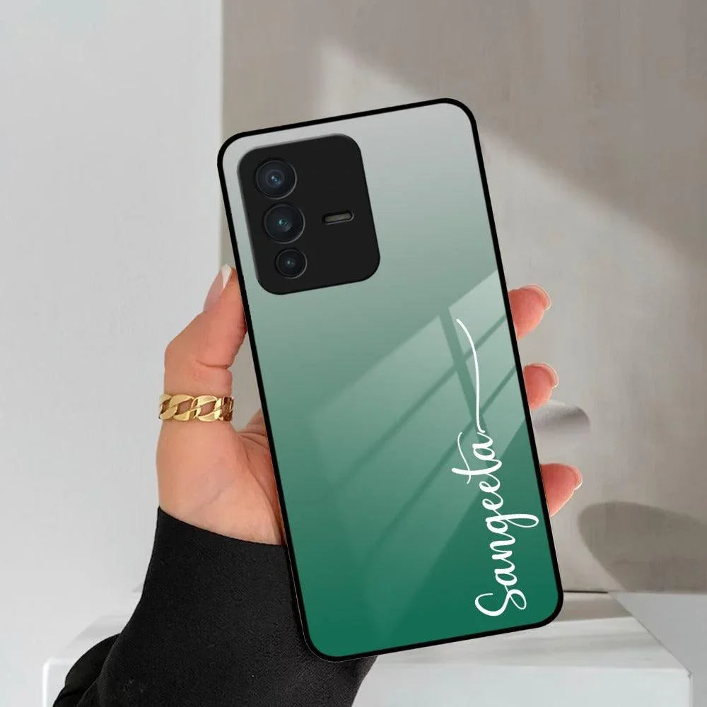 Customize Name Gradient Glass Case Cover Green For Vivo - ShopOnCliQ