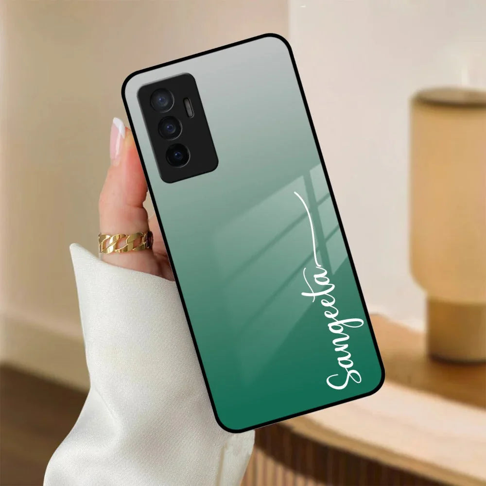 Customize Name Gradient Glass Case Cover Green For Vivo - ShopOnCliQ
