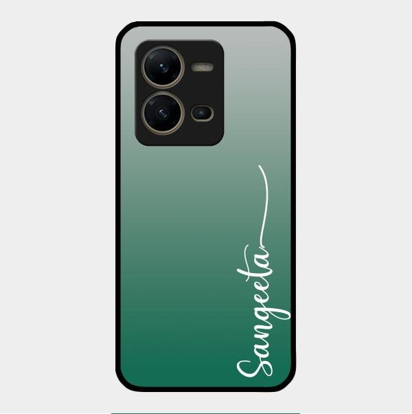 Customize Name Gradient Glass Case Cover Green For Vivo V25 5G