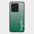 Customize Name Gradient Glass Case Cover Green For Vivo V25 5G