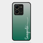 Customize Name Gradient Glass Case Cover Green For Vivo V25 5G