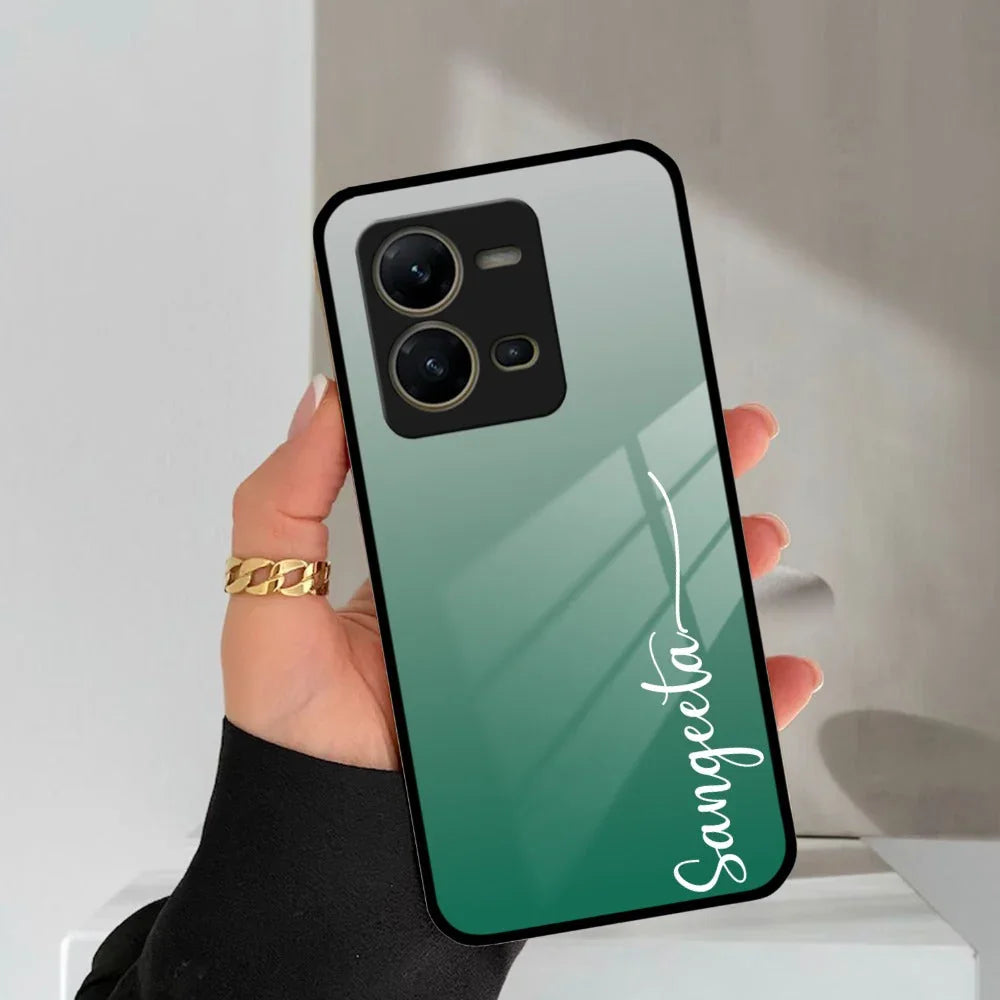 Customize Name Gradient Glass Case Cover Green For Vivo - ShopOnCliQ