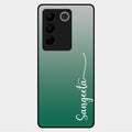 Customize Name Gradient Glass Case Cover Green For Vivo V27 5G