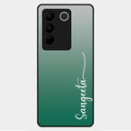 Customize Name Gradient Glass Case Cover Green For Vivo V27 5G