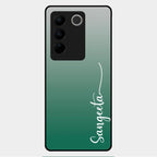 Customize Name Gradient Glass Case Cover Green For Vivo V27 Pro 5G