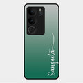 Customize Name Gradient Glass Case Cover Green For Vivo V29 Pro 5G