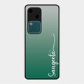 Customize Name Gradient Glass Case Cover Green For Vivo V30 5G