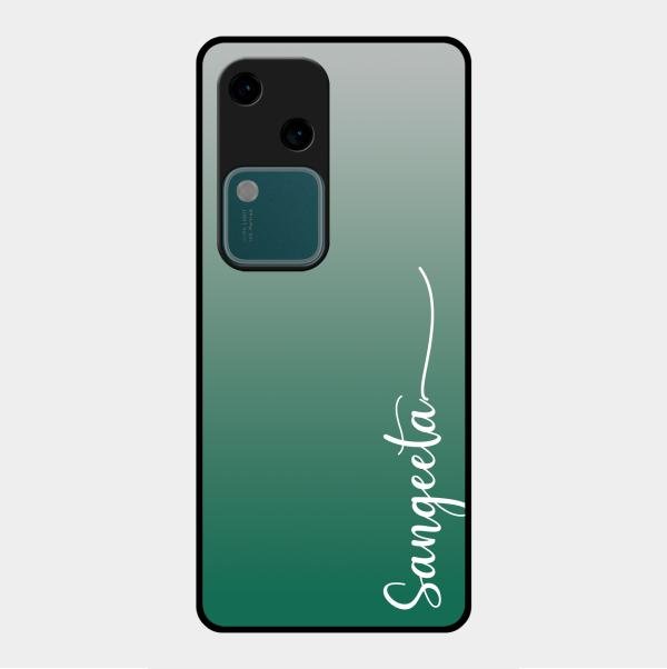 Customize Name Gradient Glass Case Cover Green For Vivo V30 5G